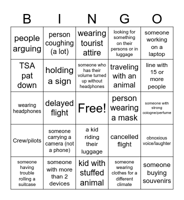 CANADA TRIP BINGO Card