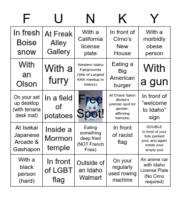 Fumo Bingo: Living in Idaho Edition Bingo Card