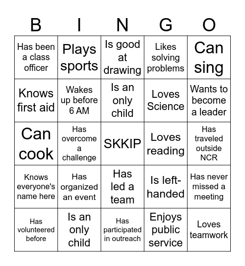 HUMAN BINGO Card