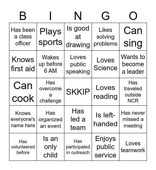 HUMAN BINGO Card