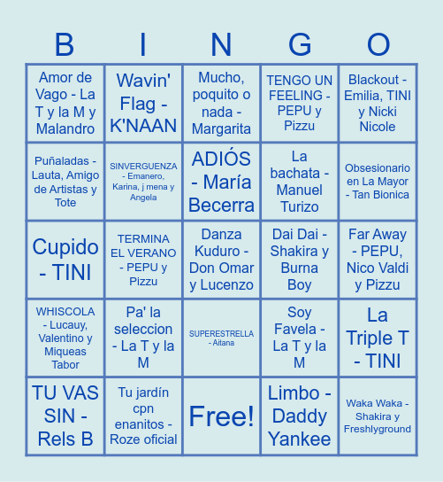 BINGO MUSICAL Bingo Card