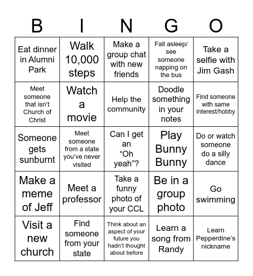 Crossways Bingo Card Bingo Card