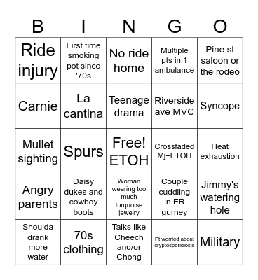 Fair - Friday night fuckery Bingo Card