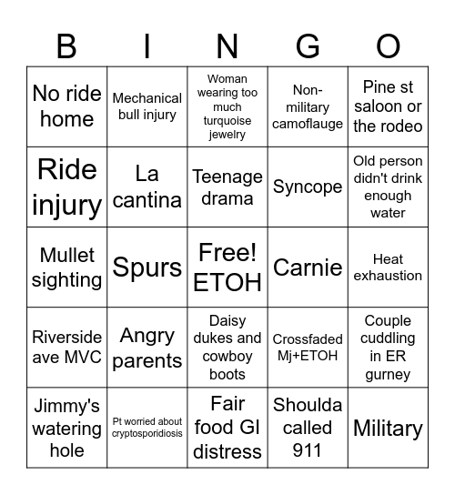 Fair Fuckery Day 2 Bingo Card
