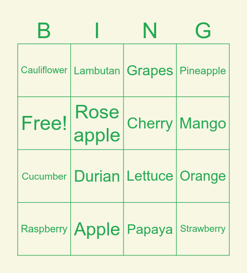 My Cozy Farm Bingo Card
