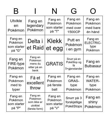 Viktor Aude sin  Pokémon Go Bingo Card