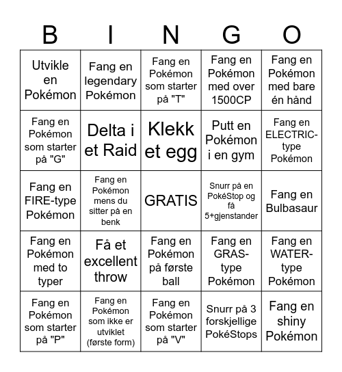 Viktor Aude sin  Pokémon Go Bingo Card