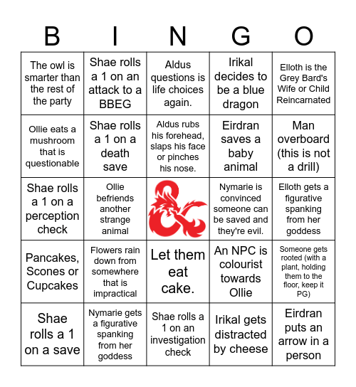 Spring D&D Bingo Card