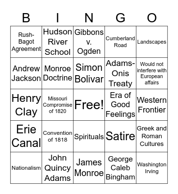 A New National Identity (Chapter 9) Bingo Card