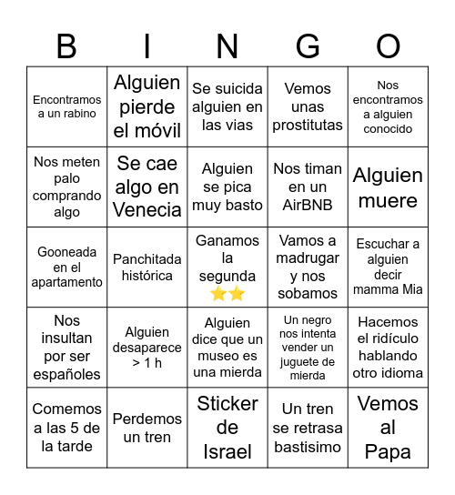 Interracismo Bingo Card