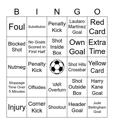 World Cup Bingo Card