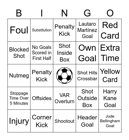 World Cup Bingo Card