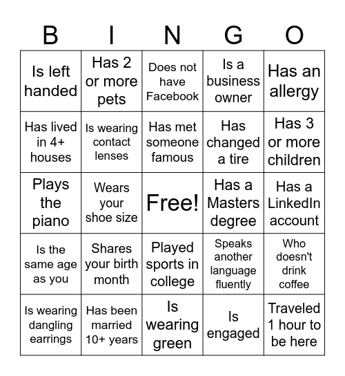 Find the guest Bingo Card