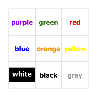 Color BINGO Card