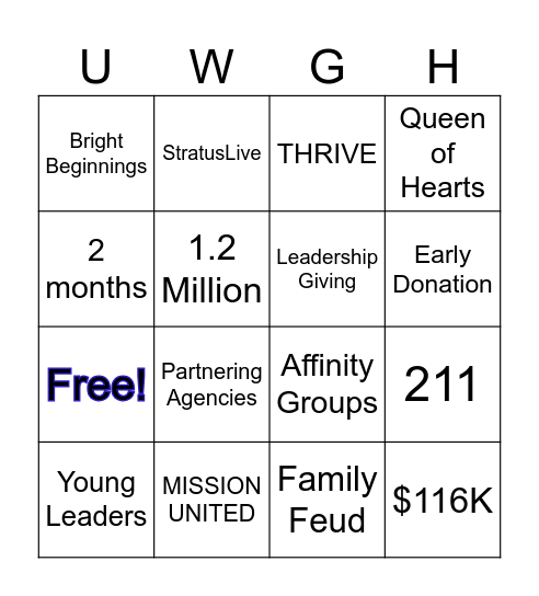 United Way Campaign Bingo Card