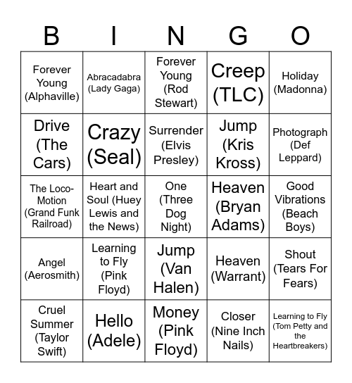 Name's the Same Bingo Card