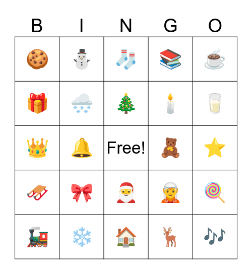 Winter Family Event Bingo Card