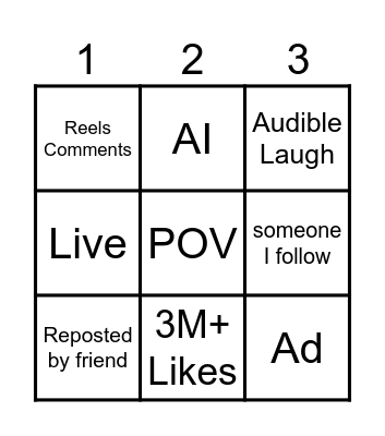 TikTok Bingo Card