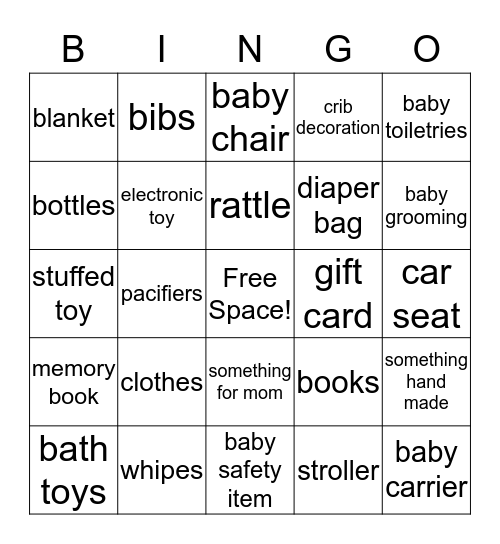 Gift Bingo Card