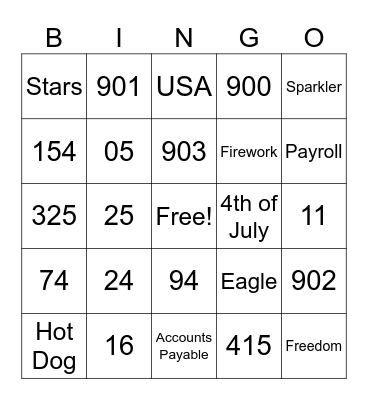 Accounting Bingo Card