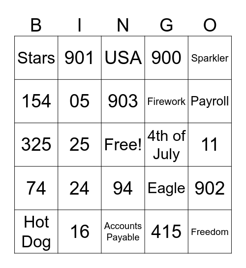 Accounting Bingo Card