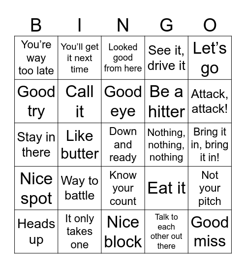 Softball MOM Bingo Card