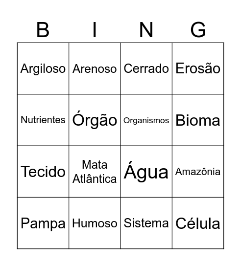BINGO DE REVISÃO Bingo Card