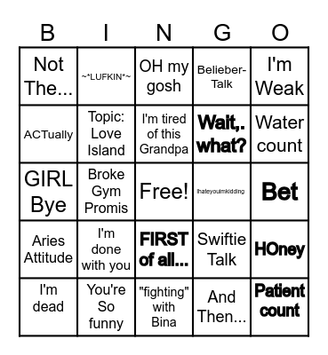 BECKY Bingo Card