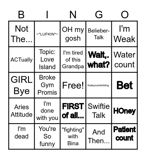 BECKY Bingo Card