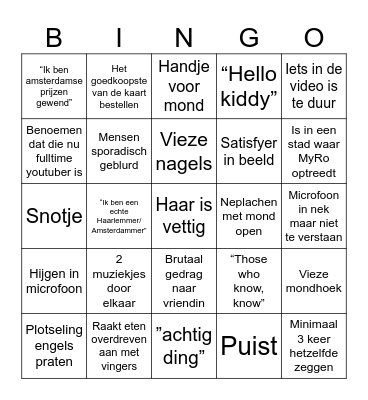 JustMadeleine Bingo Card