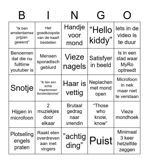 JustMadeleine Bingo Card