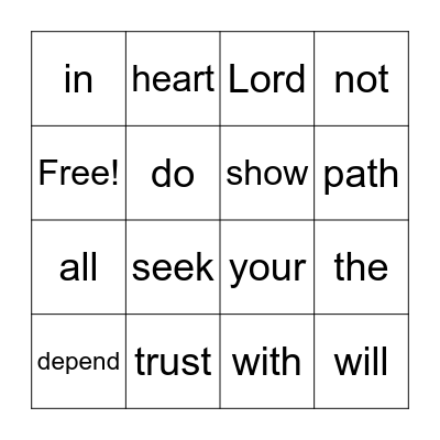 Proverbs 3:5-6 Bingo Card