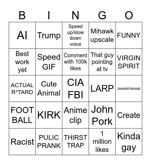Instagram Reel Bingo Card