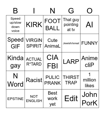Instagram Reel Bingo Card