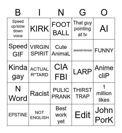 Instagram Reel Bingo Card