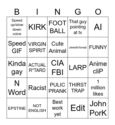 Instagram Reel Bingo Card