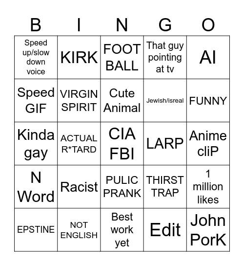 Instagram Reel Bingo Card