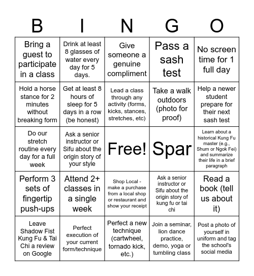 Shadow Fist Blackout Bingo Sept-Dec 2026 Bingo Card
