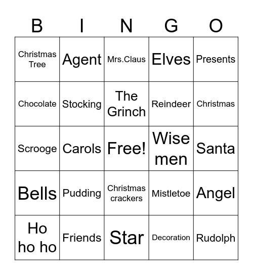 Christmas in July Bingo Card