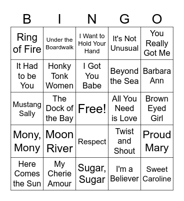 60's His (set 1) Bingo Card
