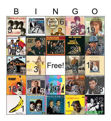 Vinyl Record BINGO Card