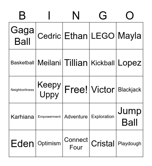 One Strong Bingo Card