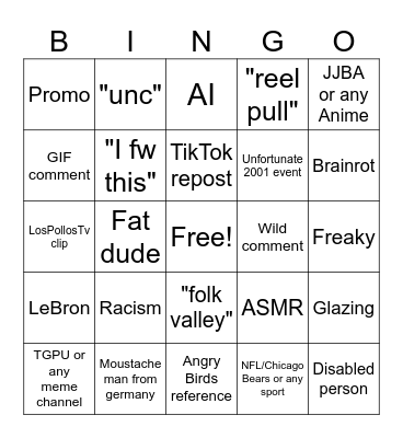 Reels Bingo Card