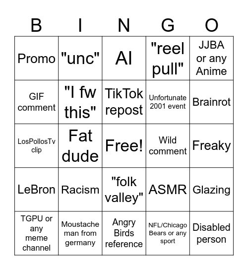 Reels Bingo Card