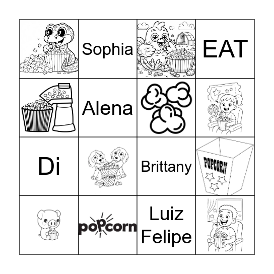 Grade 1  Popcorn Bingo Card