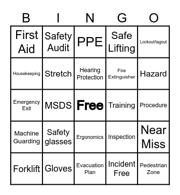 SAFETY BINGO Card