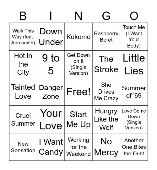 28 MB Mixed Hits Rd 1 Bingo Card