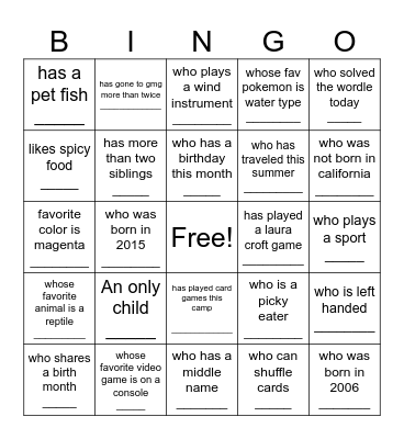 GMG Bingo Card