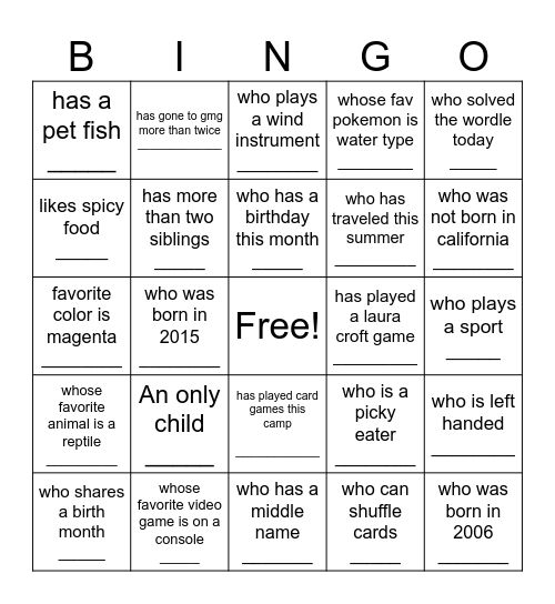 GMG Bingo Card
