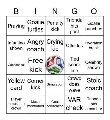World Cup Final Bingo Card
